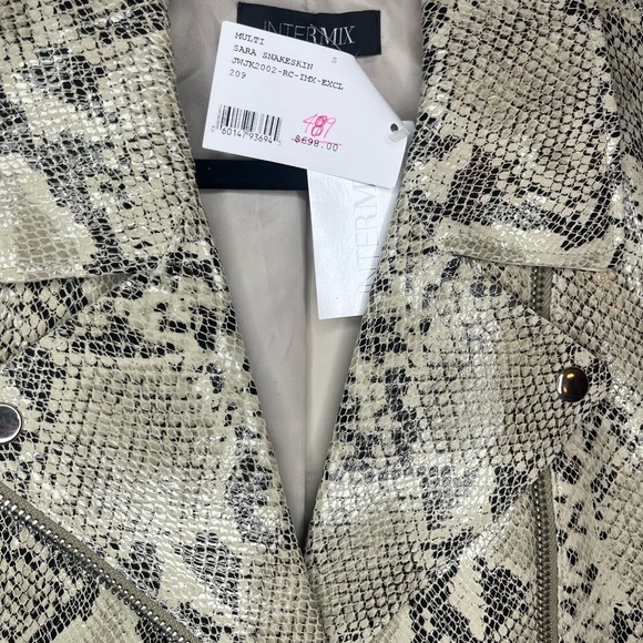 INTERMIX Snakeskin Leather Jacket in Cream and Black - Picture 4 of 8